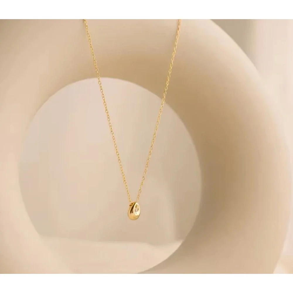 14k Gold‎ Stainless Steel Tarnish Proof Teardrop Minimalist Diamond Simulate